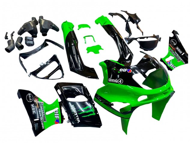 Vert Noir Monstre Elf Carénage Moto Kawasaki ZZR600 1998-2003