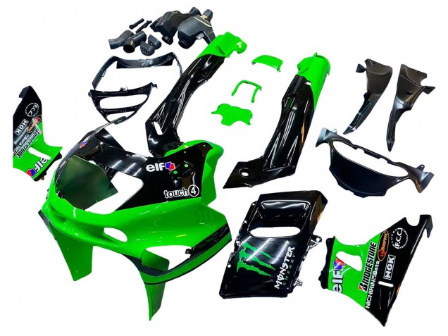 Vert Noir Monstre Elf Carénage Moto Kawasaki ZZR600 1998-2003