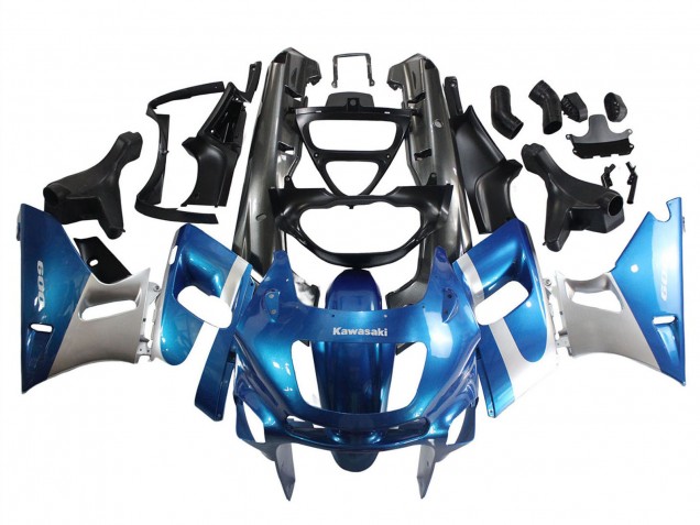 Bleu Argent Noir Carénage Moto Kawasaki ZZR600 1998-2003