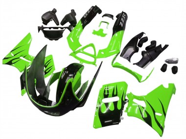 Vert Noir Brillant Flamme Carénage Moto Kawasaki ZZR600 1998-2003 Pas Chère