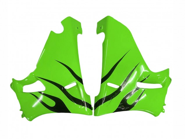 Vert Noir Brillant Flamme Carénage Moto Kawasaki ZZR600 1998-2003