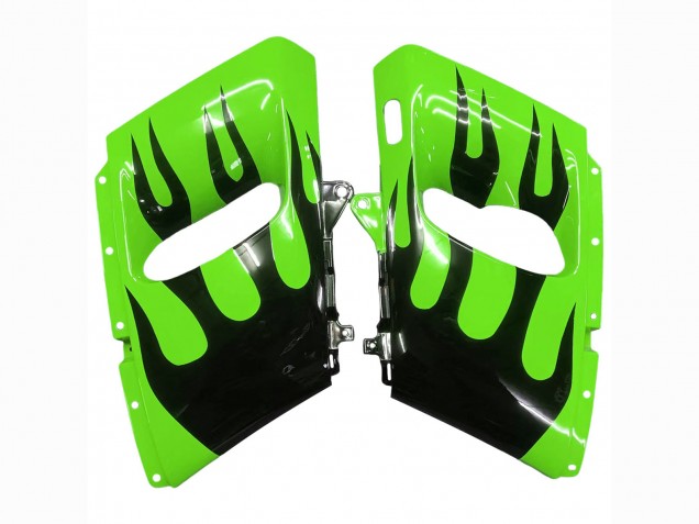Vert Noir Brillant Flamme Carénage Moto Kawasaki ZZR600 1998-2003