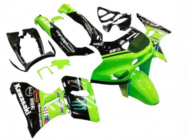 Vert Noir Brillant Bleu Monstre Elf Touch4 Bridgestone Carénage Moto Kawasaki ZZR600 1998-2003 Pas Chère