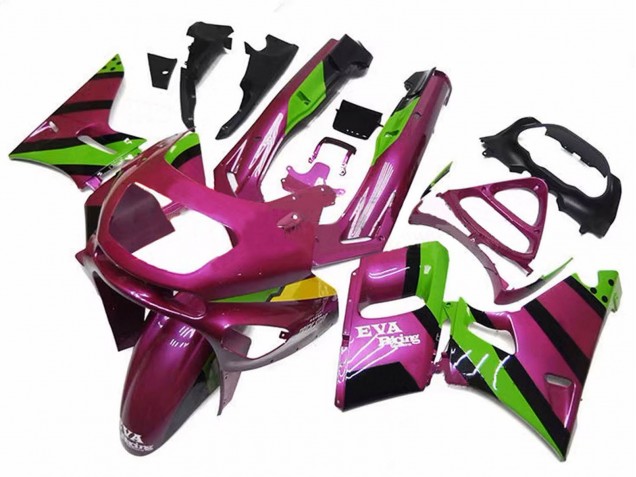 Rose Foncé Vert EVA Courses Carénage Moto Kawasaki ZZR600 1998-2003