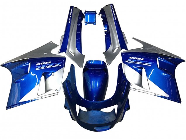 Bleu Blanc Gris Carénage Moto Kawasaki ZZR1100 1990-1992