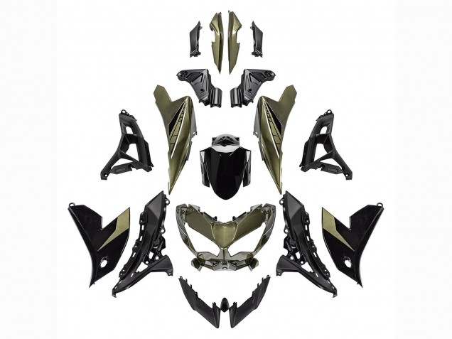 Vert Foncé Noir Carénage Moto Kawasaki Versys 650 2022-2025