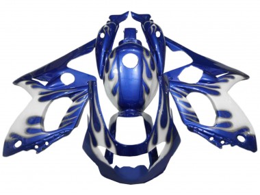 Bleu Blanc Argent Flamme Carénage Moto Yamaha YZF600R Thundercat 1996-2007 Pas Chère