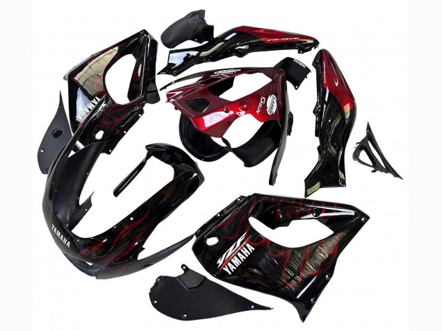 Noir Rouge Foncé Flamme Carénage Moto Yamaha YZF 1000R Thunderace 1997-2007