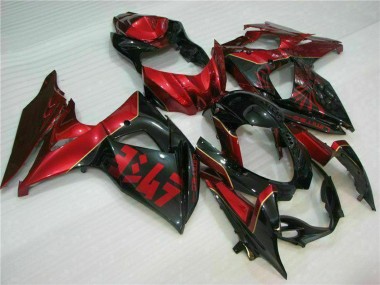 Rouge Noir Brillant Carénage Moto Suzuki GSXR 1000 2009-2016 Pas Chère