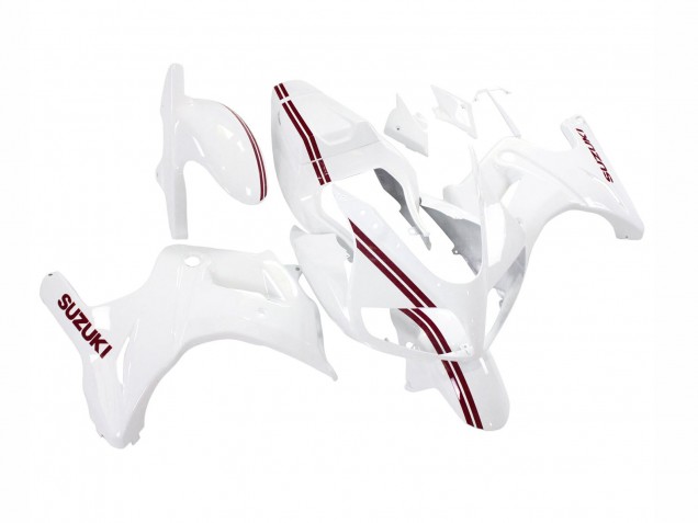 Blanc Rouge Foncé Doubler Carénage Moto Suzuki SV650 2003-2013