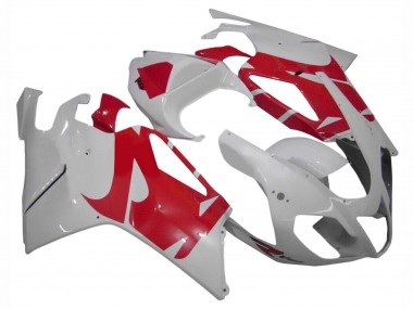 Blanc Rouge Carénage Moto Aprilia RSV1000 2003-2006 Pas Chère