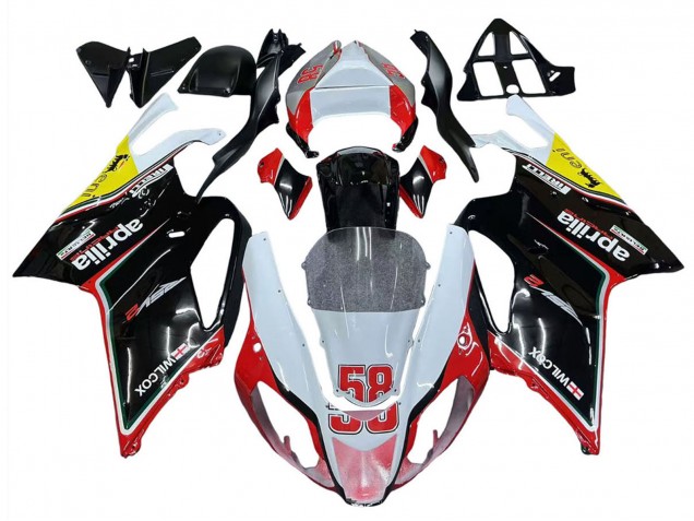 Blanc Rouge Noir Jaune 58 Carénage Moto Aprilia RSV1000 2003-2006