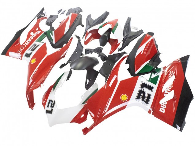 Blanc Rouge Vert Noir Mat Corse 21 Carénage Moto Ducati Panigale V2 2020-2024