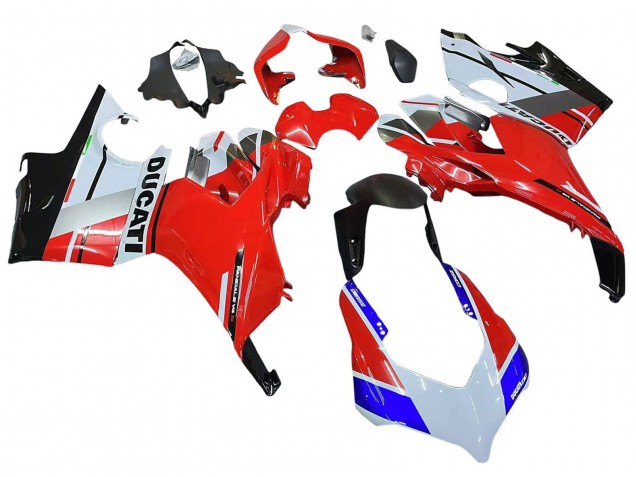 Blanc Argent Rouge Noir Brillant Carénage Moto Ducati Panigale V4 V4S 2018-2019