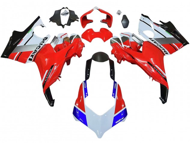 Blanc Argent Rouge Noir Brillant Carénage Moto Ducati Panigale V4 V4S 2018-2019