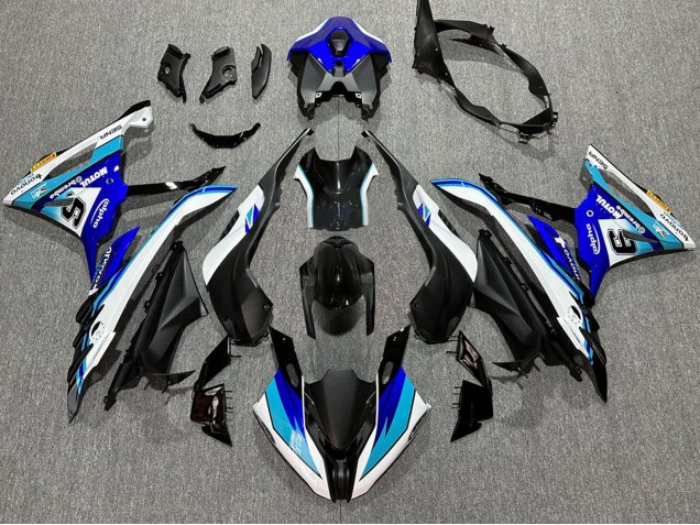 Blanc Bleu Noir Mat Motul Carénage Moto BMW S1000RR 2023-2024