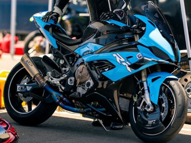 Bleu Noir Fibre de Carbone Carénage Moto BMW S1000RR 2019-2022