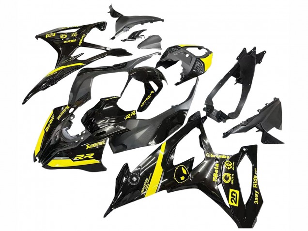 Noir Brillant Jaune Carénage Moto BMW S1000RR 2019-2022