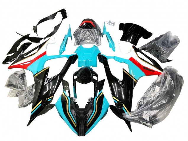 Noir Sky Bleu Rouge Carénage Moto BMW S1000RR 2019-2022