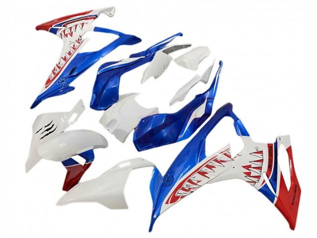Blanc Bleu Rouge Requin Carénage Moto BMW S1000RR 2019-2022