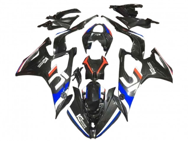 Noir Blanc Bleu Fibre de Carbone Carénage Moto BMW S1000RR 2019-2022