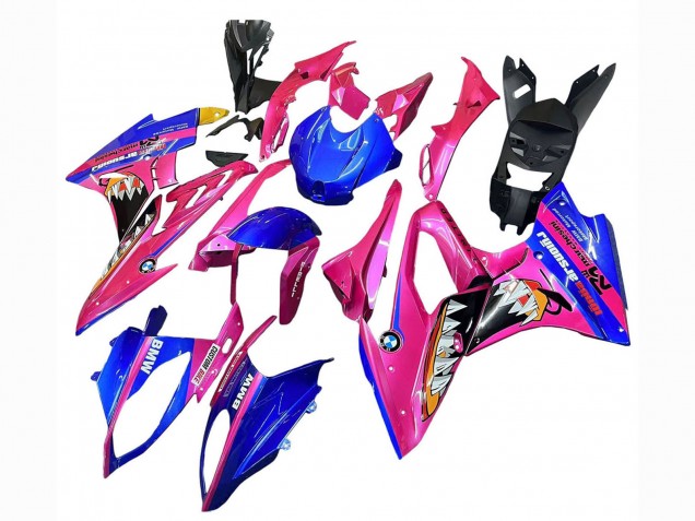 Rose Bleu Jaune Requin Carénage Moto BMW S1000RR 2017-2018