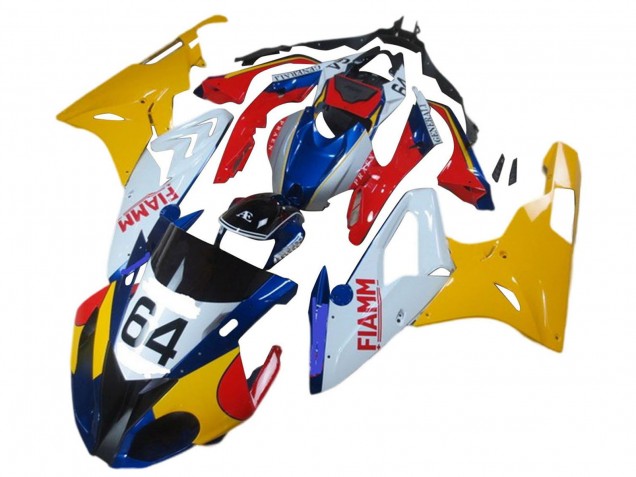 Jaune Blanc Rouge Bleu Fiamm 64 Carénage Moto BMW S1000RR 2017-2018
