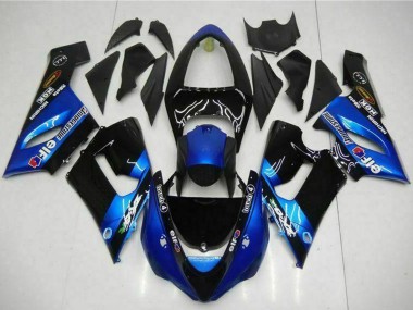 Bleu Noir Brillant Elf Carénage Moto Kawasaki ZX6R 2005-2006 Pas Chère