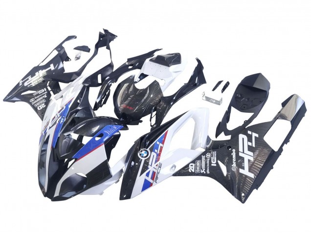 Blanc Bleu Noir Fibre de Carbone Carénage Moto BMW S1000RR 2015-2016