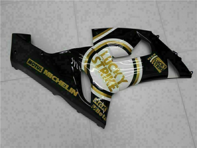 Noir Brillant Blanc Or Lucky Strike Carénage Moto Kawasaki ZX6R 2005-2006