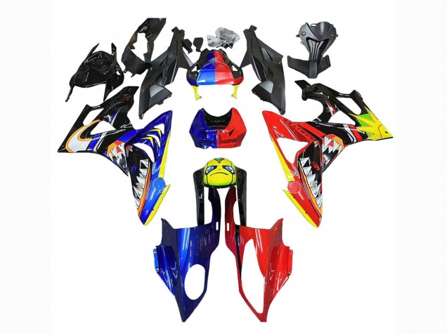 Rouge Bleu Jaune Requin Carénage Moto BMW S1000RR 2009-2014