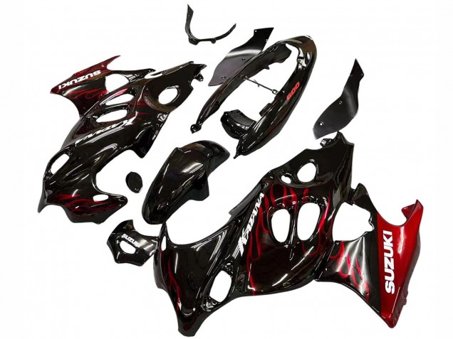 Noir Brillant Rouge Flamme Carénage Moto Suzuki GSX600F/GSX750F 2004-2006