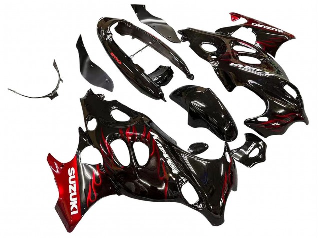 Noir Brillant Rouge Flamme Carénage Moto Suzuki GSX600F/GSX750F 2004-2006
