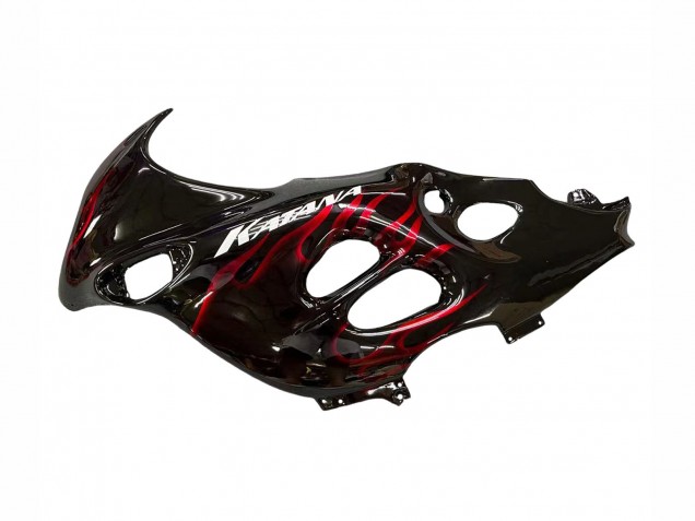 Noir Brillant Rouge Flamme Carénage Moto Suzuki GSX600F/GSX750F 2004-2006