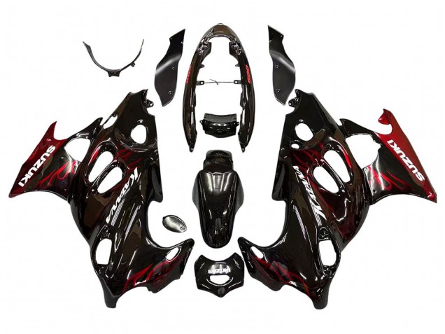 Noir Brillant Rouge Flamme Carénage Moto Suzuki GSX600F/GSX750F 2004-2006