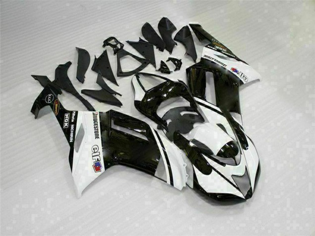 Noir Blanc Carénage Moto Kawasaki ZX6R 2007-2008