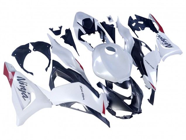 Blanc Perle Noir Rouge Carénage Moto Kawasaki ZX6R 2023-2026