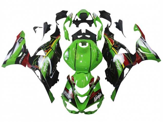 Vert Noir Rouge Jaune Dunlop Carénage Moto Kawasaki ZX6R 2023-2025
