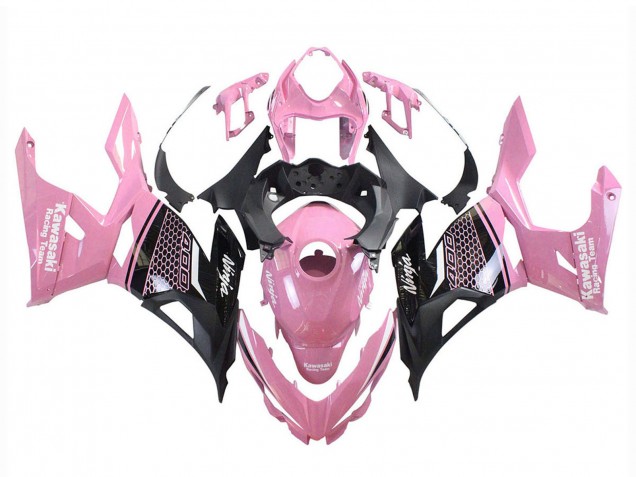 Rose Noir Mat Rayon de Miel Carénage Moto Kawasaki Ninja 400 2018-2024