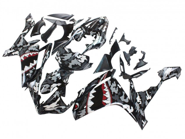 Gris Blanc Camouflage Requin Carénage Moto Yamaha YZF 1000 R1 2007-2008