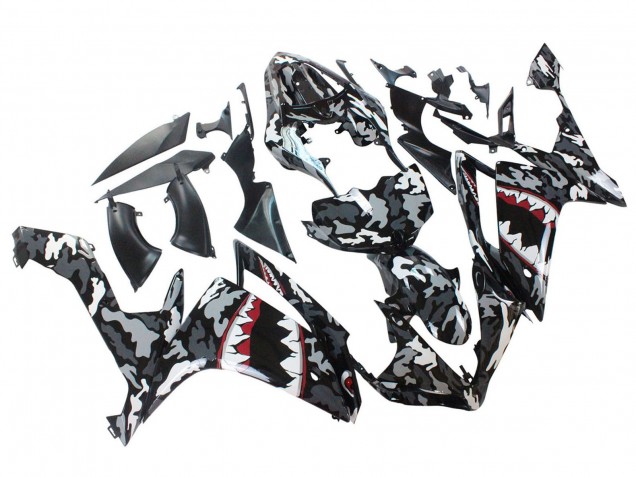 Gris Blanc Camouflage Requin Carénage Moto Yamaha YZF 1000 R1 2007-2008