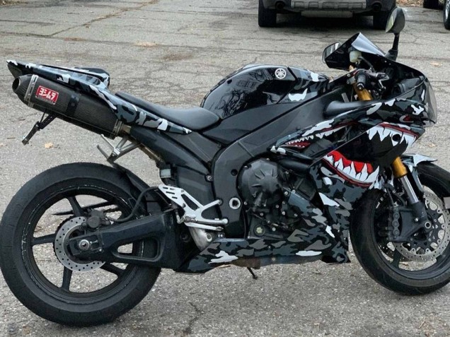 Gris Blanc Camouflage Requin Carénage Moto Yamaha YZF 1000 R1 2007-2008