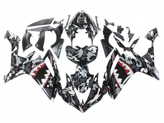 Gris Blanc Camouflage Requin Carénage Moto Yamaha YZF 1000 R1 2007-2008