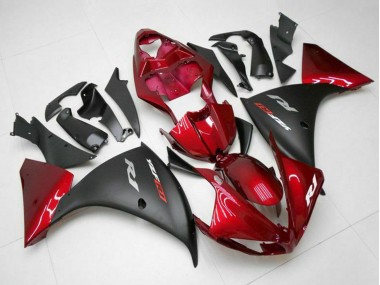Rouge Noir Mat Carénage Moto Yamaha YZF 1000 R1 2009-2011 Pas Chère