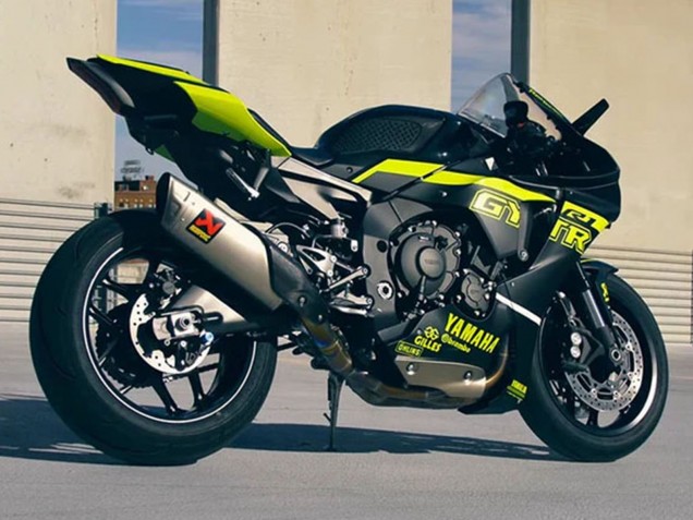 Noir Brillant Fluorescent Jaune Carénage Moto Yamaha YZF 1000 R1 2020-2025