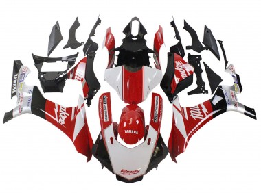 Blanc Rouge Noir Milwaukee Carénage Moto Yamaha YZF 1000 R1 2020-2025 Pas Chère