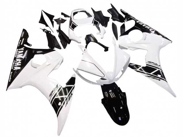 Blanc Noir Brillant Carénage Moto Yamaha YZF R6S 2006-2009