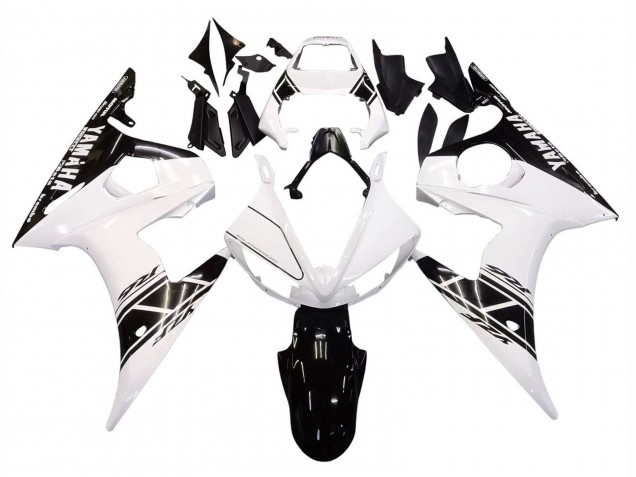 Blanc Noir Brillant Carénage Moto Yamaha YZF R6S 2006-2009