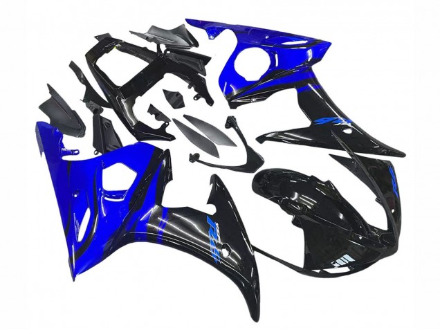 Bleu Noir Brillant Carénages Moto Yamaha YZF R6 2003-2004