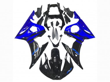 Bleu Noir Brillant Carénages Moto Yamaha YZF R6 2003-2004 Pas Chère